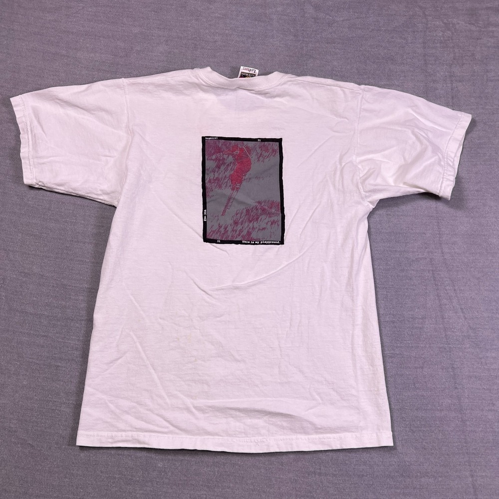 Fruit Of The Loom Mens White Short Sleeve Snowshoe Mountain Graphic T-Shirt S